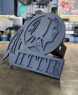 Two-layer sports team metal hitch cover by Elite Metalworking