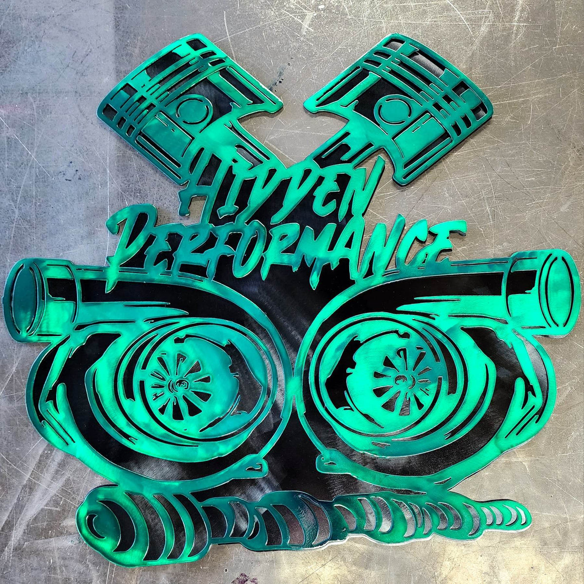 Hyper Performance engine and turbo logo by Elite Metalworking