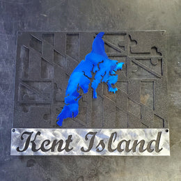 Kent Island blue outline sign by Elite Metalworking
