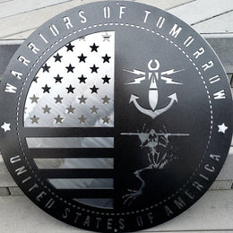 Warriors of Tomorrow patriotic logo by Elite Metalworking