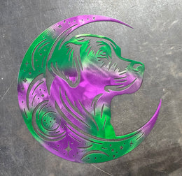 Labrador Retriever Moon Metal Wall Art