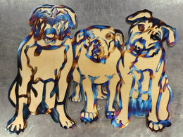 Three-dog metal artwork by Elite Metalworking