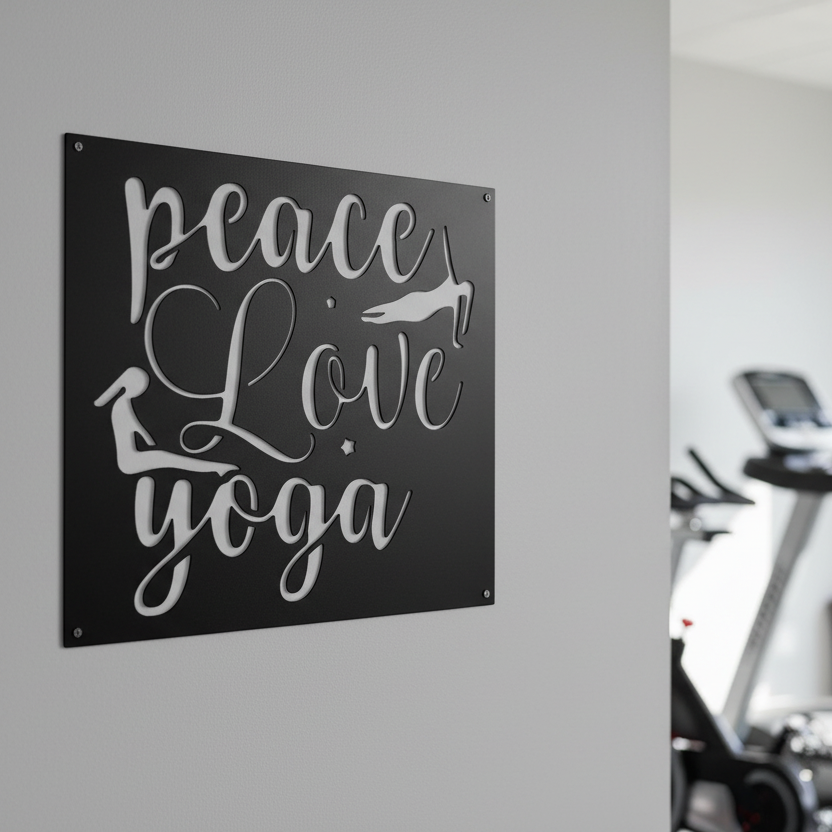 Peace-Love-Yoga Metal Art