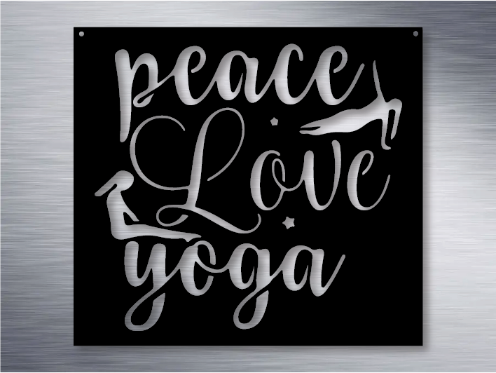 Peace-Love-Yoga Metal Art