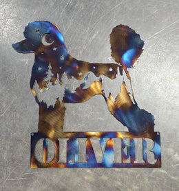 Poodle Night Scene Metal Wall Art