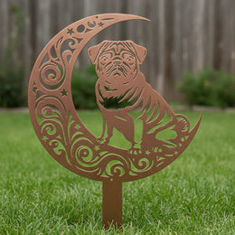 Pug Moon Garden Stake