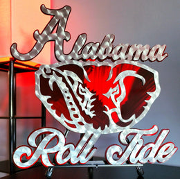 Powder coated sports team metal artwork by Elite Metalworking