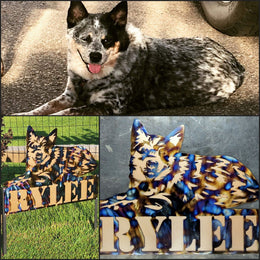 Rylee dog photograph with garden and wall art by Elite Metalworking