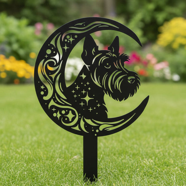 Scottish Terrier Moon Garden Stake