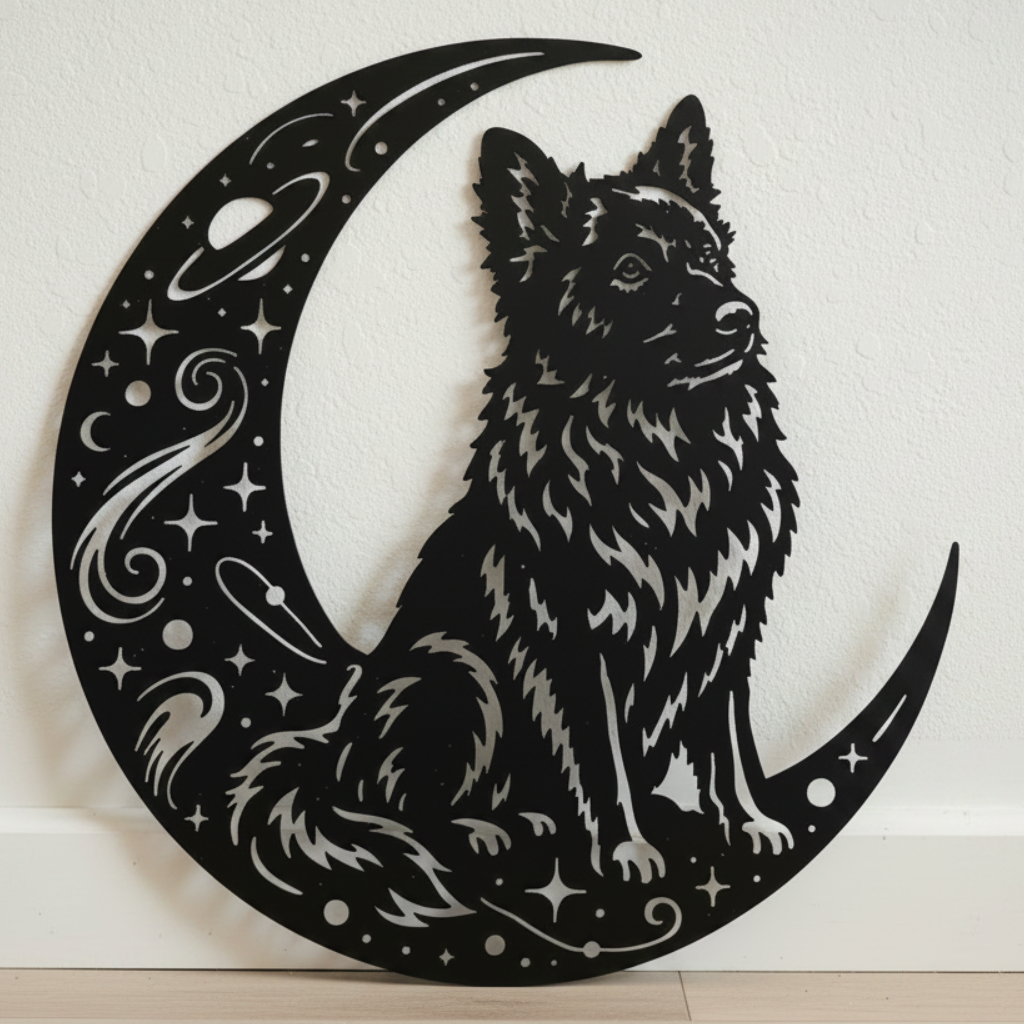 Mudi Moon Metal Wall Art