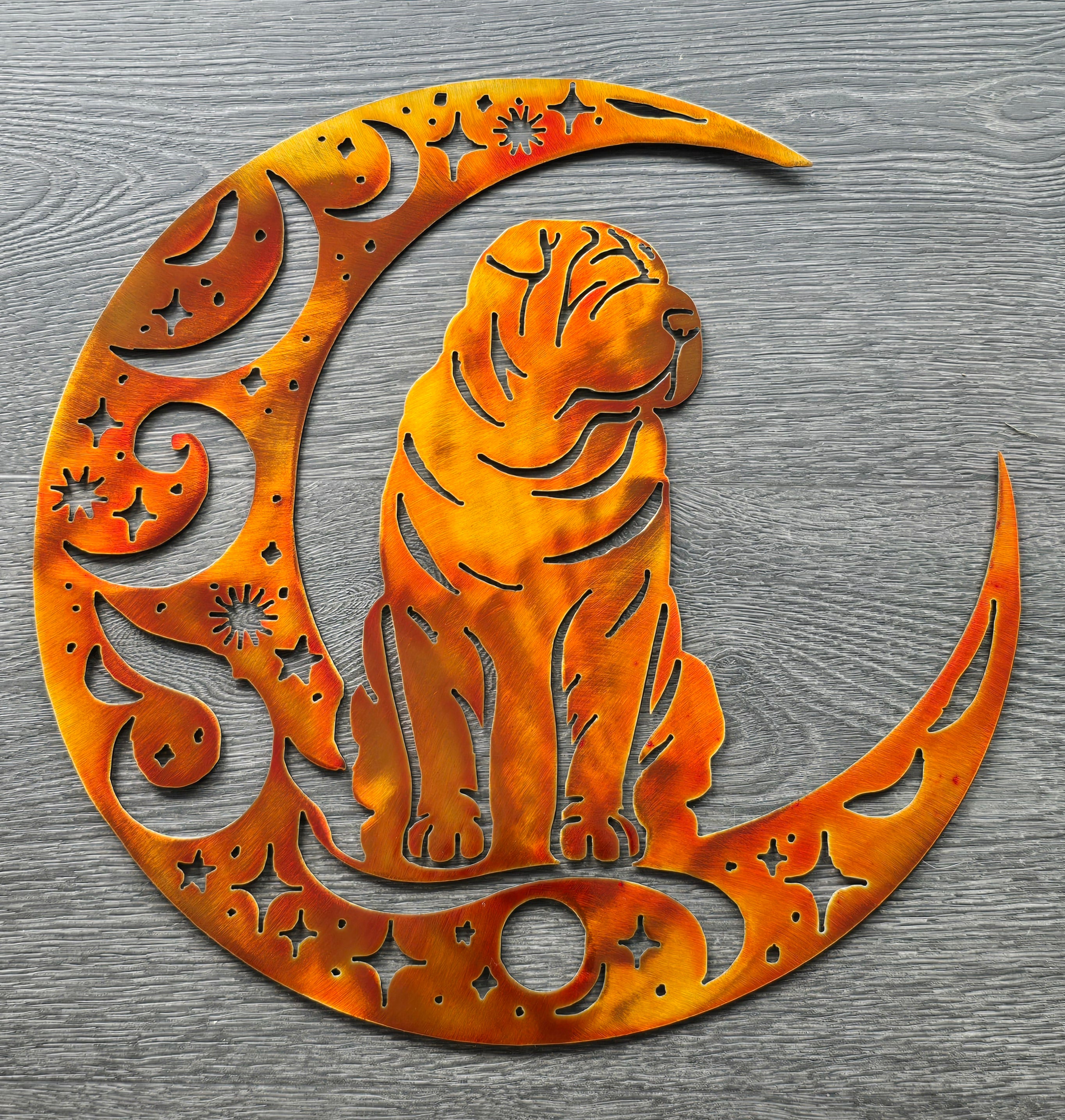 Shar Pei "On The Moon" Metal Art