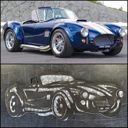 Car photograph and custom silver car art by Elite Metalworking