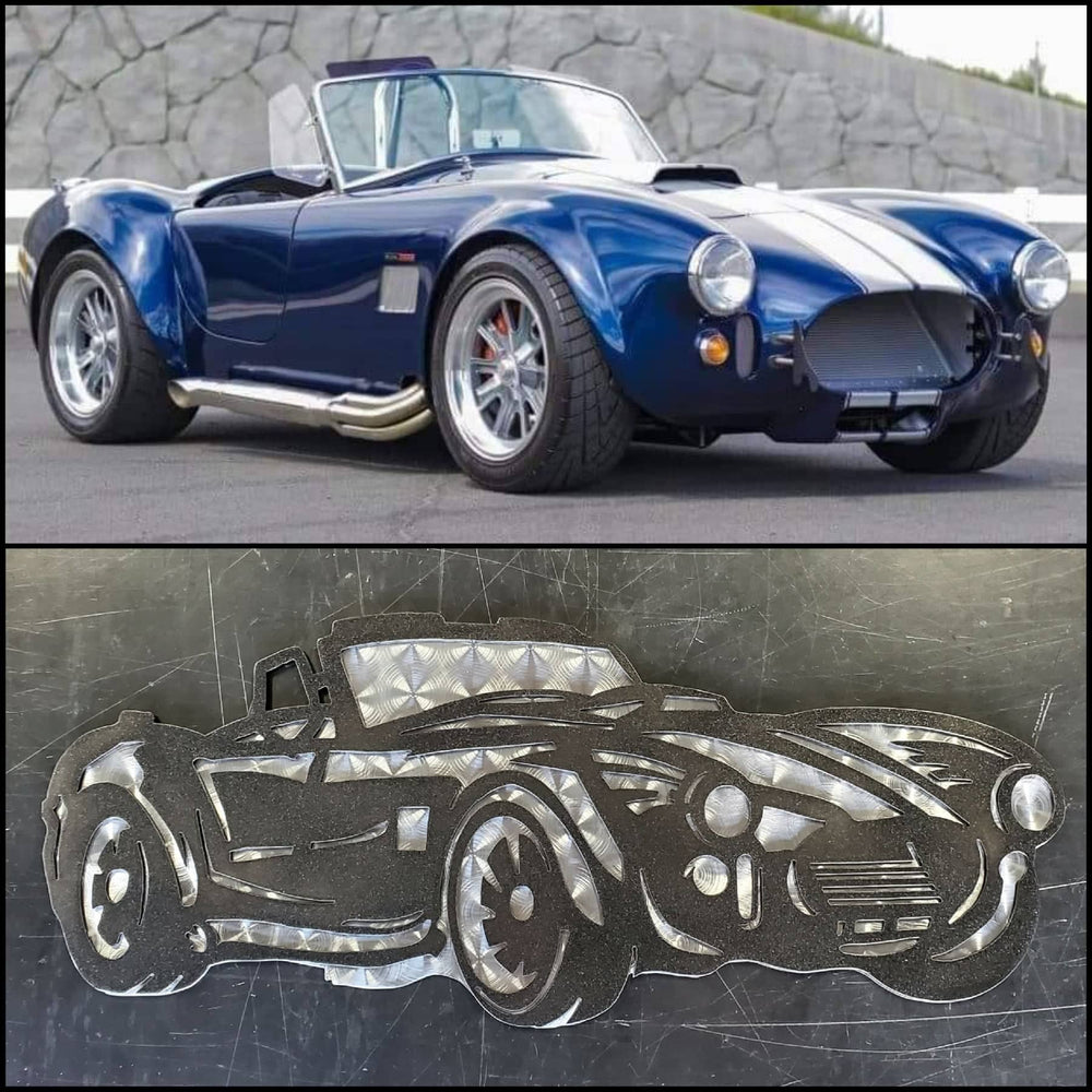 Car photograph and custom cut-metal vehicle portrait by Elite Metalworking