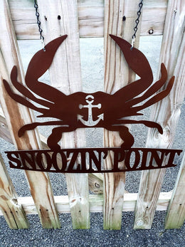 Personalized crab and anchor sign by Elite Metalworking