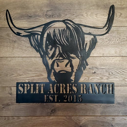 Highland cattle ranch sign by Elite Metalworking