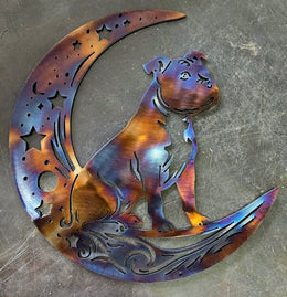Staffordshire Terrier Moon Metal Wall Art