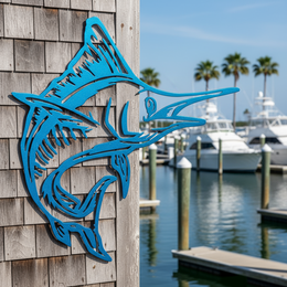 White Marlin Metal Wall Art