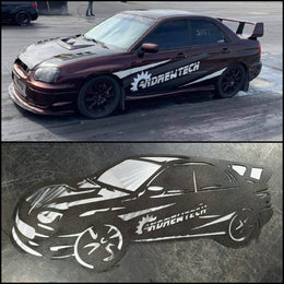 Car photograph and custom car silhouette by Elite Metalworking