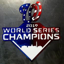 Powder coated sports team metal artwork by Elite Metalworking