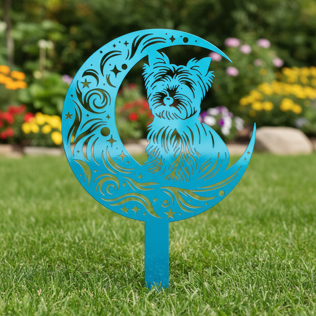 Dogs On The Moon – Yorkie Lawn & Garden Stake