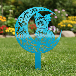 Yorkie Moon Garden Stake