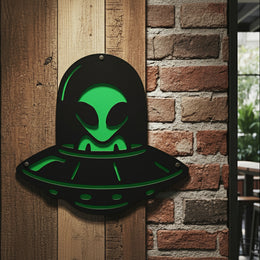 Alien UFO Metal Wall Art