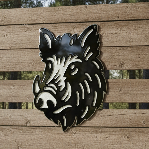 Wild Boar Head Metal Art