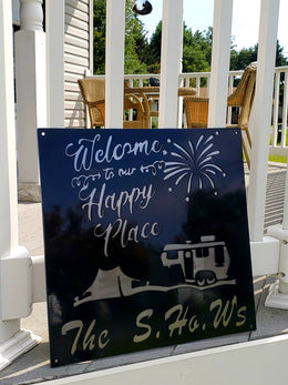 Personalized happy place camping sign by Elite Metalworking