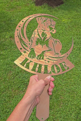 Boxer Moon Garden Stake