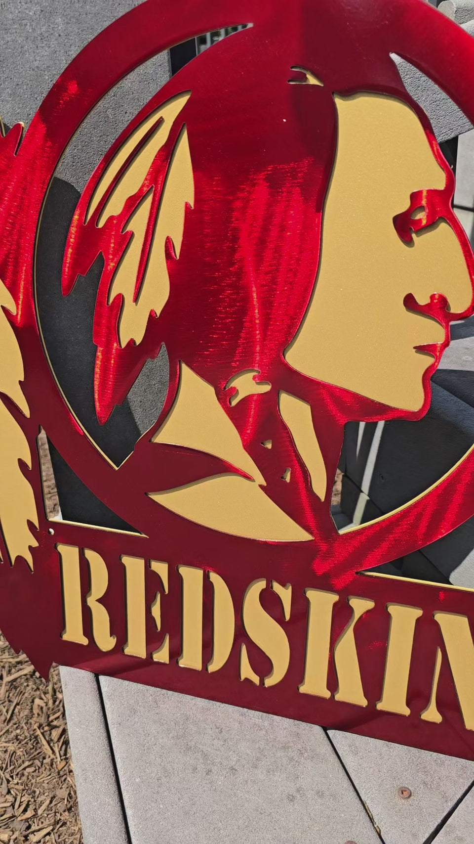 Video showing red and yellow football wall artwork by Elite Metalworking