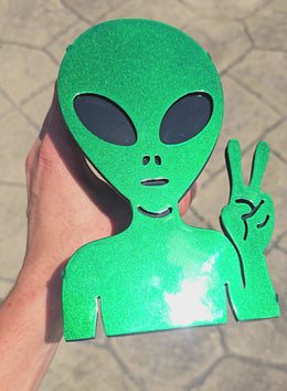 Alien Peace Sign Metal Hitch Cover