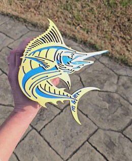 Blue Marlin Metal Hitch Cover