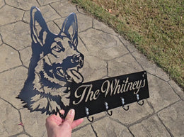 German Shepherd Personalized Key & Leash Hanger