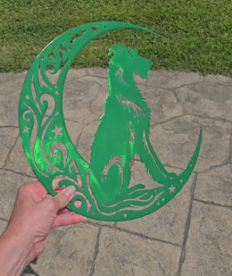 Irish Wolfhound Moon Metal Wall Art