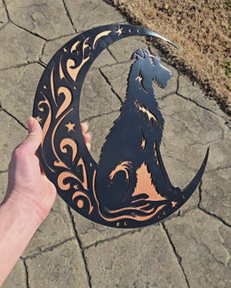 Irish Wolfhound Moon Metal Wall Art