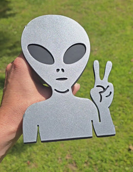 Alien Peace Sign Metal Hitch Cover