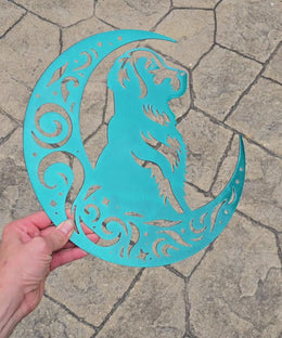Golden Retriever Moon Metal Wall Art