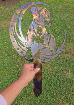 Boxer Moon Garden Stake