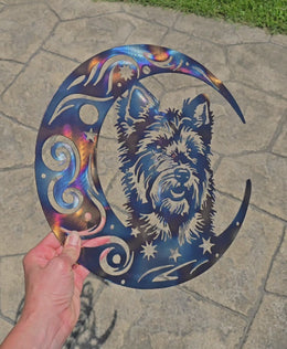 Australian Terrier Moon Metal Wall Art