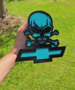 Chevy Skull Metal Hitch Cover