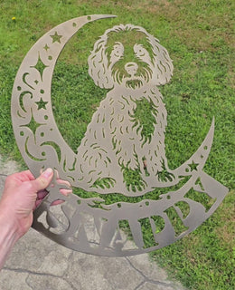 Golden Doodle Moon Metal Wall Art