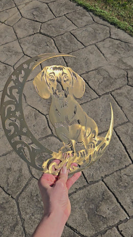 Dachshund Moon Metal Wall Art