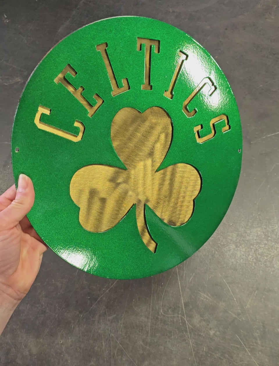 Video showing green shamrock basketball wall artwork by Elite Metalworking