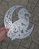 Dachshund (Longhaired) "On The Moon" Metal Art