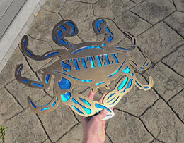 Blue Crab Personalized Metal Sign