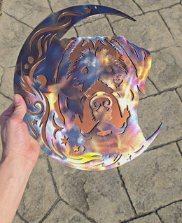 Rottweiler Moon Metal Wall Art