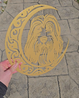 Bearded Collie Moon Metal Wall Art