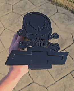 Chevy Skull Metal Hitch Cover