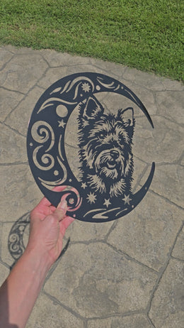 Australian Terrier Moon Metal Wall Art