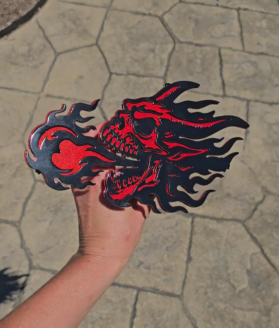Video showing red dragon hitch cover by Elite Metalworking